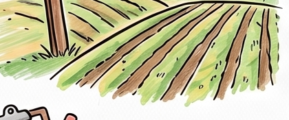 El campo de origen del lote, dibujo a tinta